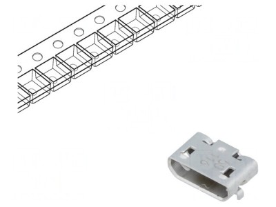 Soclu USB Micro B PCB SMT 5 PIN Orizontal USB 2.0 foto