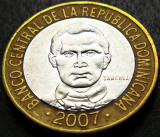 Cumpara ieftin Moneda exotica - bimetal 5 PESOS - REPUBLICA DOMINICANA, anul 2007 * cod 3710 A, America Centrala si de Sud