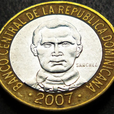 Moneda exotica - bimetal 5 PESOS - REPUBLICA DOMINICANA, anul 2007 * cod 3710 A