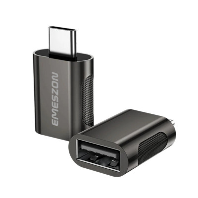 Adaptor cablu Conversie OTG USB 3.1 la Type-C, Emeszon&amp;reg;, transfer date pana la 10Gbps, aliaj zinc, converteste USB Type C, negru foto