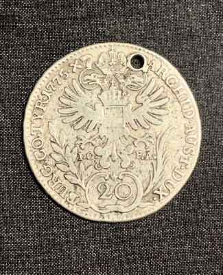 Moneda 20 kreuzer 1775 Austria foto