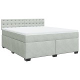 Cumpara ieftin Pat box spring cu saltea, gri deschis, 180x200 cm, catifea
