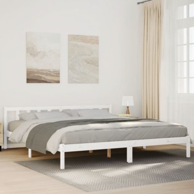 vidaXL Cadru pat foarte lung fără saltea alb 180x210 cm lemn masiv pin 852439 foto