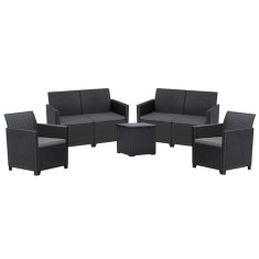 Set de mobilier de grădină Claire IV cu 6 locuri și masă Vigo cu depozitare, grafit