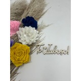 Topper din lemn,pentru aranjamente florale sau torturi,cu textul Te iubesc