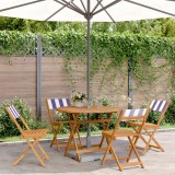 Cumpara ieftin Set mobilier de grădină 5 piese textil albastru alb/lemn masiv