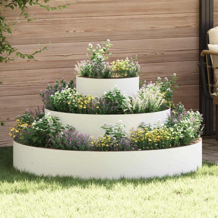vidaXL Vază pentru Grădină Alb 120 x 120 x 20 cm Oțel
