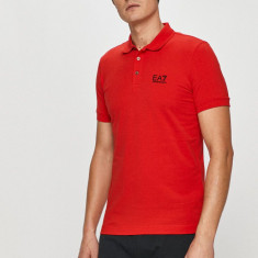 EA7 Emporio Armani Tricou Polo bărbați, culoarea rosu, material neted