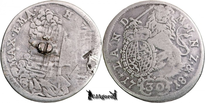 1718, 30 Kreuzer - Maximilian al II-lea Emanuel - Electoratul Bavariei