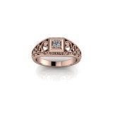 Inel de dama din aur roze 14K, piatra zirconiu - 56