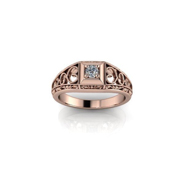 Inel de dama din aur roze 14K, piatra zirconiu - 59