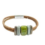 Cumpara ieftin Bratara dama din pluta cu ceramica verde pastel