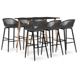 Cumpara ieftin Set mobilier de bar, 7 piese, negru si gri