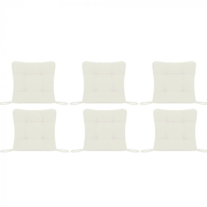 Set Perne decorative pentru scaun de bucatarie sau terasa, dimensiuni 40x40cm, culoare Alb, 6 buc/set