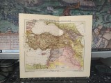 Hartă politică Asia Mică Palestina Mesopotamia, Kleinasien Palastina Zwei-Strom-Land c 1920, kartographie und druck Georg Westermann, Braunschweig 181
