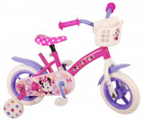 Bicicleta pentru copii Disney Minnie, 10 inch, culoare roz/violet, fara frana PB Cod:21036-NP