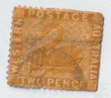 Australia de Vest - Lebada neagra, valoarea de 2 P, 1860 - obliterate