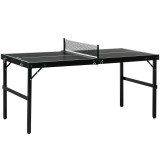 SPORTNOW Mini masă de ping-pong pliabilă masă de ping-pong pentru interior cu fileu, mingi, m&acirc;ner, 152 x 76 x 72 cm negru | Aosom Romania