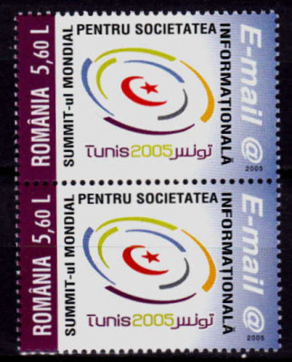 RO 2005 LP 1696 ,&amp;quot;Summit-ul Soc. Info. Tunis &amp;quot;, serie pereche V , MNH foto