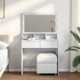 VidaXL Masă de toaletă cu LED, alb, 80x41x134,5 cm
