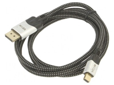Cablu DisplayPort 1.4 HDCP 2.2 1,5m negru PVC textil foto