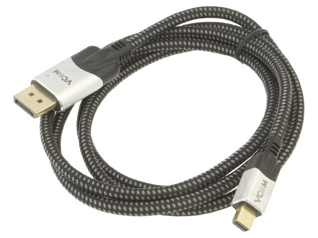 Cablu DisplayPort 1.4 HDCP 2.2 1,5m negru PVC textil