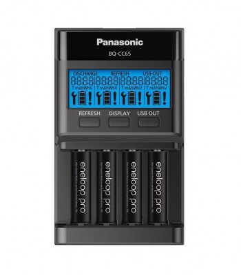 Incarcator Panasonic Eneloop pentru acumulatori AA si AAA Ni-MH 1.2V cu iesire USB si incarcare individuala BQ-CC65 foto