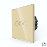 Cumpara ieftin Intrerupator triplu cap scara touch din sticla, auriu, LUXION Serie A