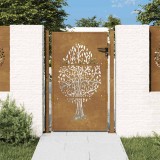 vidaXL Poartă de grădină 100x125 cm, oțel corten, design copac 153162