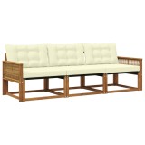 vidaXL Set de canapele de exterior cu pernă 3 pcs Natural și Crem 3381218