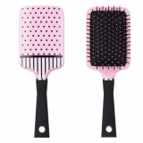 Perie de par patrata, roz cu buline negre, pentru descurcare si coafare, 26 cm