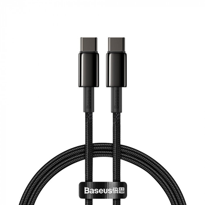 Baseus USB Tip C - Cablu USB Tip C &icirc;ncărcare Rapidă Livrare Putere &Icirc;ncărcare Rapidă 100 W 5 A 1 M Negru (CATWJ-01)