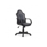 Scaun birou copii SL Cruz, piele ecologica, cadru polipropilena, rotire 360&deg;, pivotant, 80 kg, negru/gri