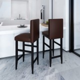 Scaune de bar 2 buc, piele artificială, maro, vidaXL