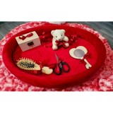 Tavita Mot/Turta, Ovala din Catifea cu 7 Piese - Rosie - TPT528