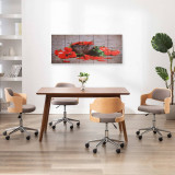 Set tablouri din p&acirc;nză, imprimeu paprika, multicolor, 150x60 cm