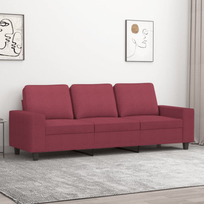 vidaXL Canapea cu 3 locuri, roșu vin, 180 cm, material textil foto