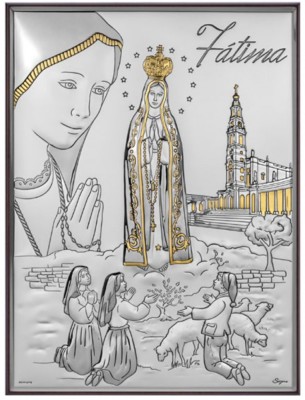 Icoana argint Fatima 6x9 cm foto