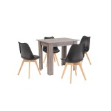 Set Masa Amina Leziter 4 Scaune 1 Masa Negru Stejar Elegant Modern