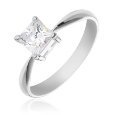 Inel logodna argint 925 - zircon patrat in montura - Marime inel: 46 foto