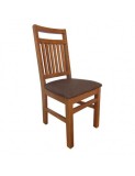 Scaun de living si bucatarie, lemn masiv fag, Paul, sezut tapitat cu stofa, 120 kg, 96x46x43cm, Nuc