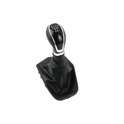 Nuca schimbator viteze, Emzone, Plastic/Piele ecologica, 5 viteze, Compatibil cu Opel, Negru/Crom foto