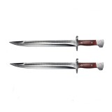 Set 2 Cutite Camping Vanatoare IdeallStore AK-47, 39cm, Otel 440C, Teaca Curea, Maro