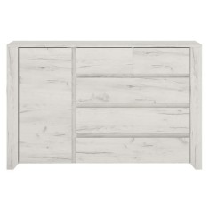 Comoda 1 usa 5 sertare pal alb craft Angel 118.7x40.2x76.5 cm