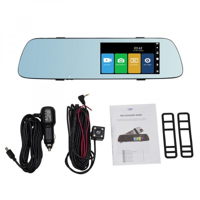 Camera auto DVR PNI Voyager S2000 Full HD 5 incorporata in oglinda retrovizoare si camera de mers inapoi inclusa foto