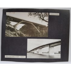 PODUL PESTE DUNARE - GIURGENI - VADUL OII si VIADUCTUL CRIVADIA , FOTOGRAFII MONOCROME , PE HARTIE LUCIOASA , LIPITE PE CARTON , ANII &#039;70 - &#039;80