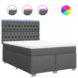 Cumpara ieftin Pat box spring cu saltea, gri inchis, 140x200 cm, textil