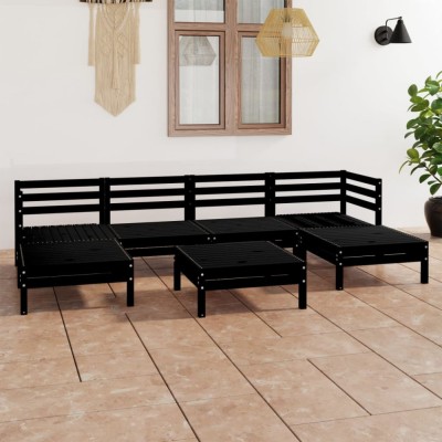 Gossi set mobilier de gradina, 7 piese, negru, lemn masiv de pin foto