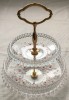 Platou etajat / Etajera - Cristal - Flori roșii - 2 nivele