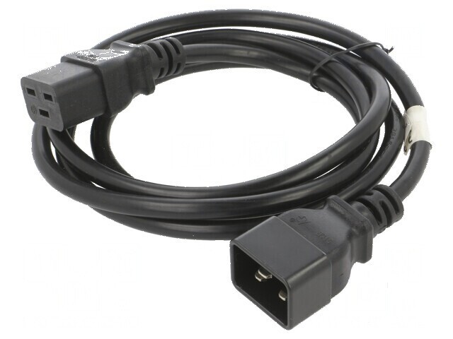 Cablu IEC C19 mamă - IEC C20 tată, PVC, 1,8m, negru